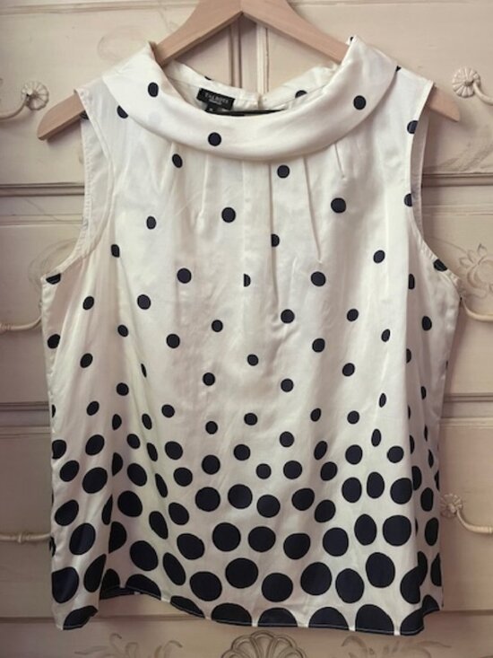 Talbots Tops - Talbots Blue/White Polka Dot Cotton/Silk Blend Top- lined- size M